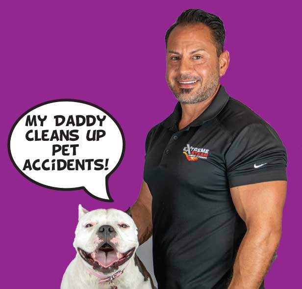 carpet cleaning owner and his dog